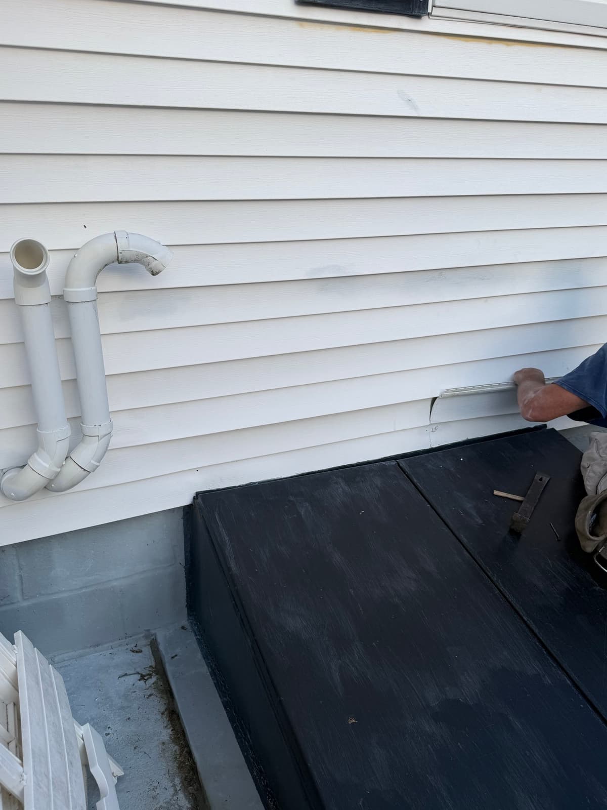 Before: siding repair project in Stoughton, MA